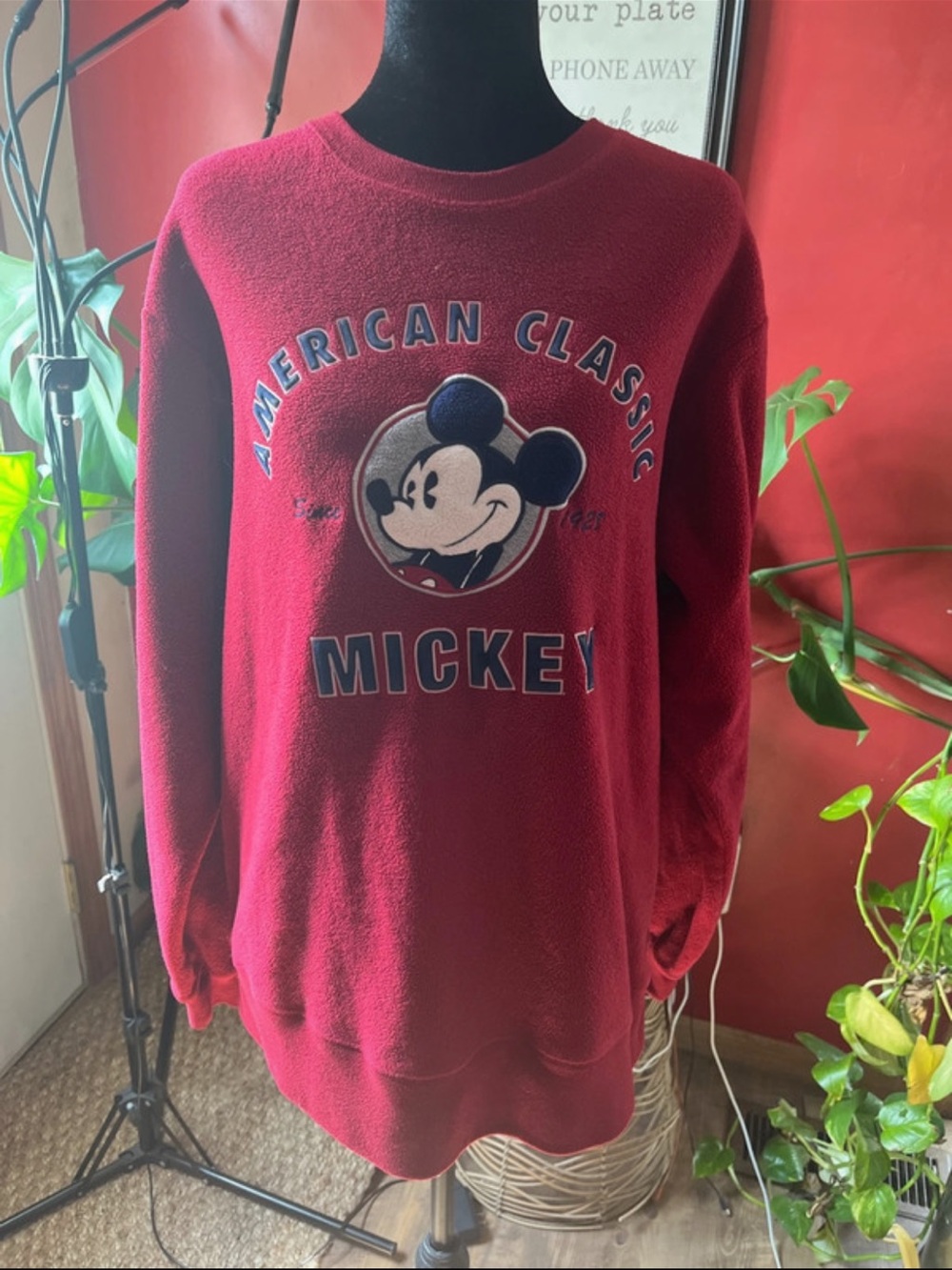 Vintage Mickey American Classic Red Crewneck Sweatshirt